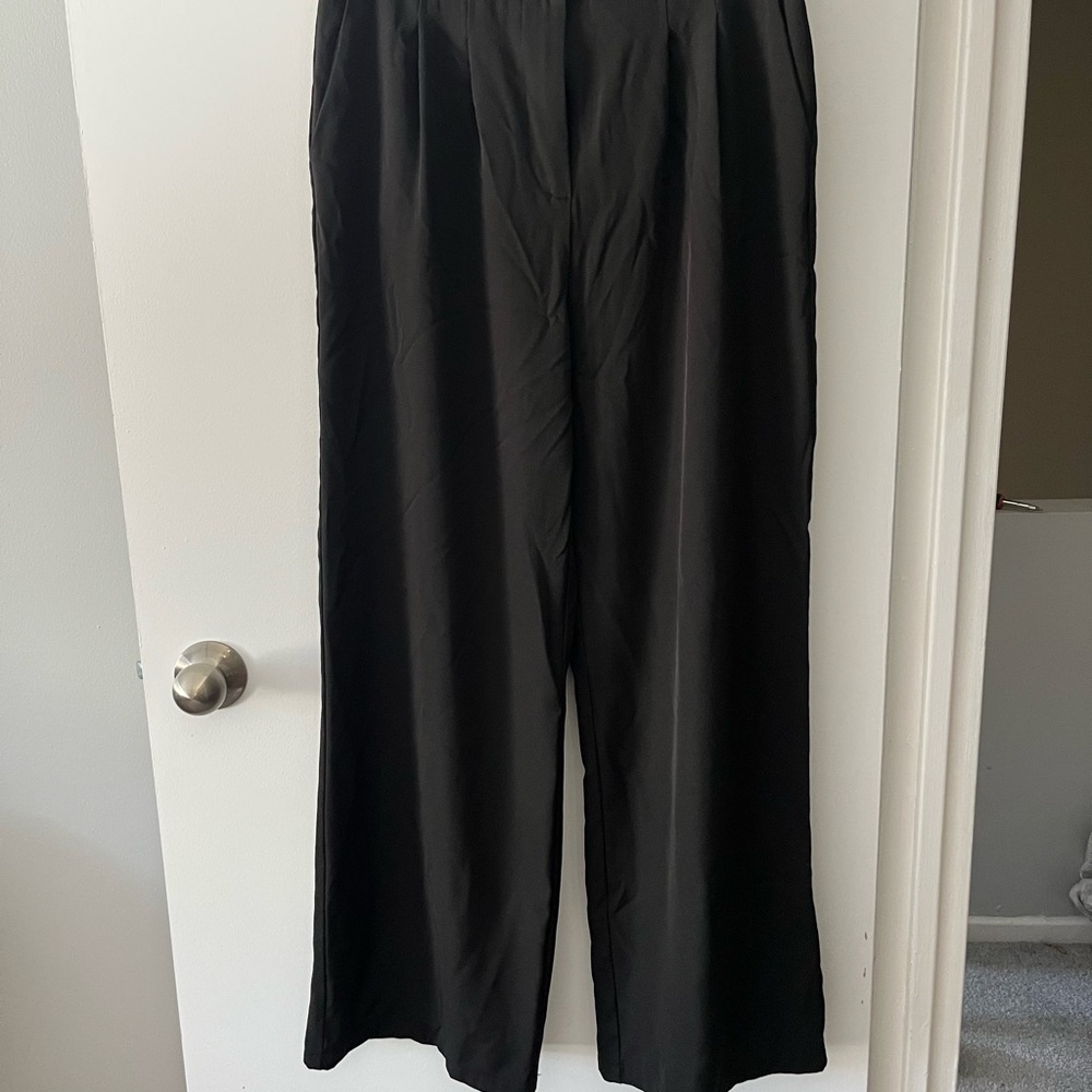 Princess Polly Black High-Waist Wide Leg Pants